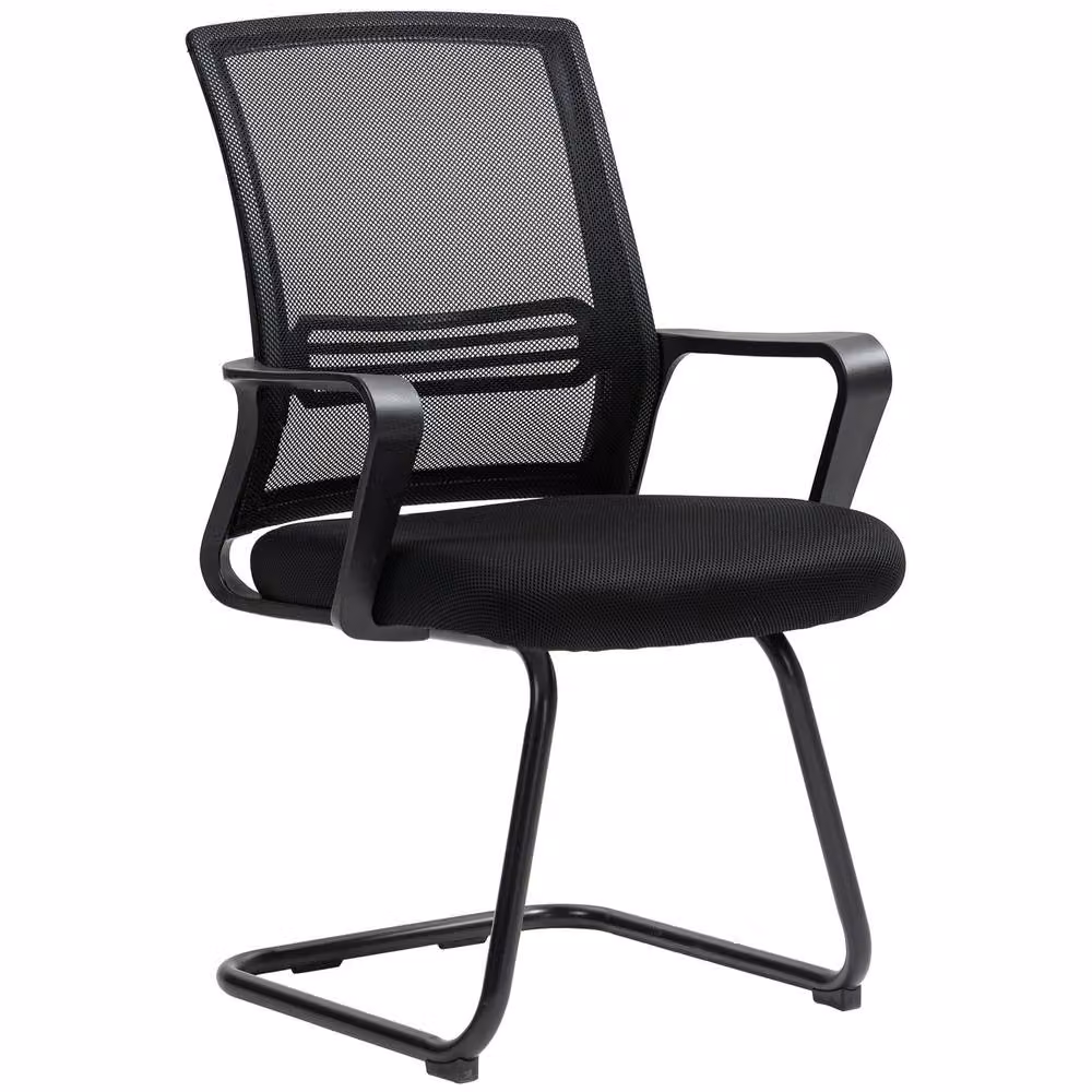 Rolipo Ergonomic Padded Reception Office Chair in Black Fabric with Armrests – 2