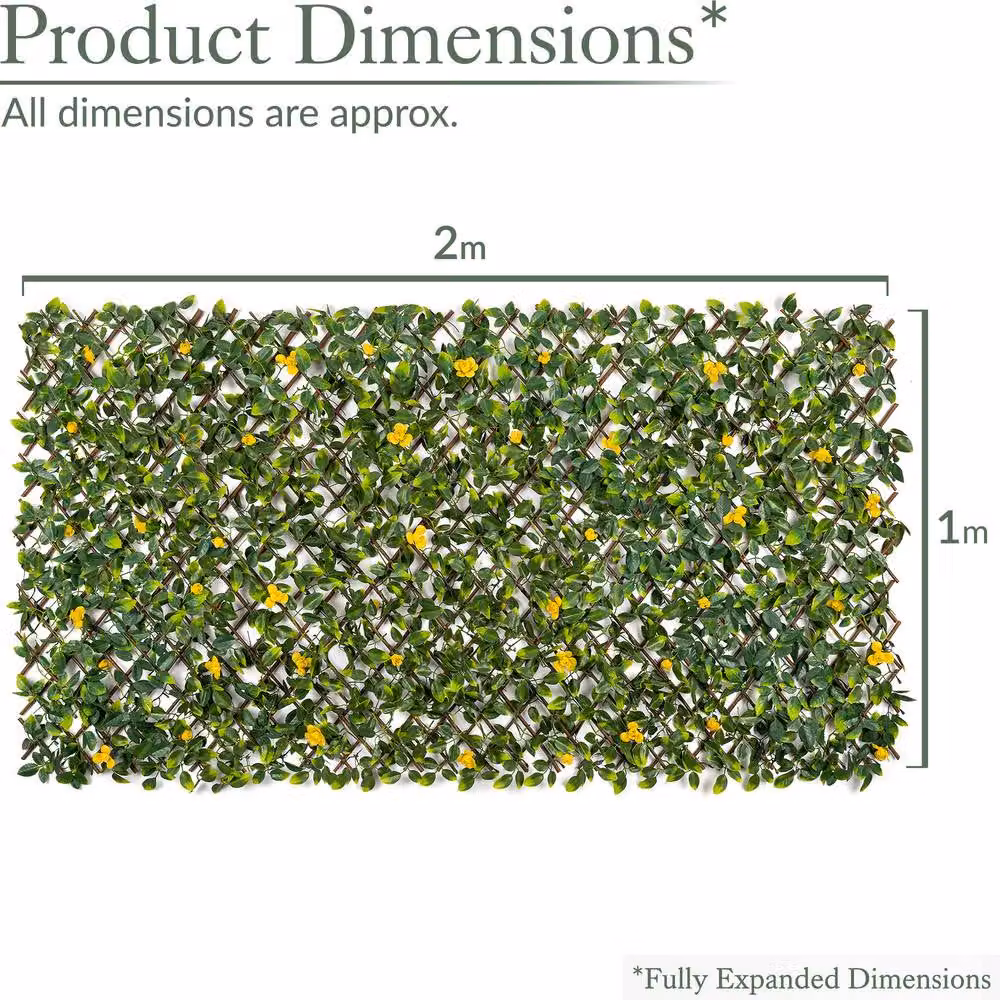 Christow Expanding Artificial Leaf Flower Trellis Garden Screening in Yellow and Green, W: 100 cm, H: 200 cm – 5