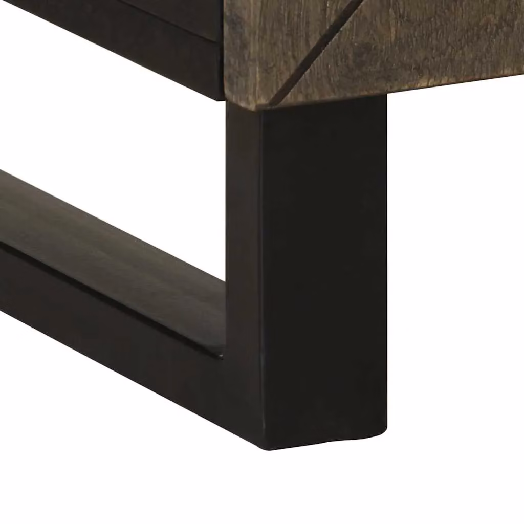 Berkfield Home Black Solid Mango Wood Bedside Cabinet W: 50 cm, D: 33 cm, H: 60 cm – 7