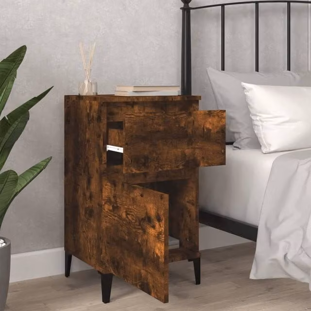 Berkfield Home Elegant Bedside Cabinets, 2 Piece Set in Smoked Oak Brown, W/D/H: 40 x 35 x 70 cm – 1