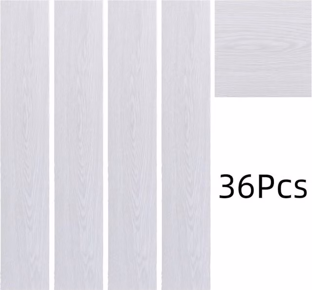 Living and Home White Wood Grain Effect Self Adhesive PVC Flooring, 5m2 Pack (36 Pieces)