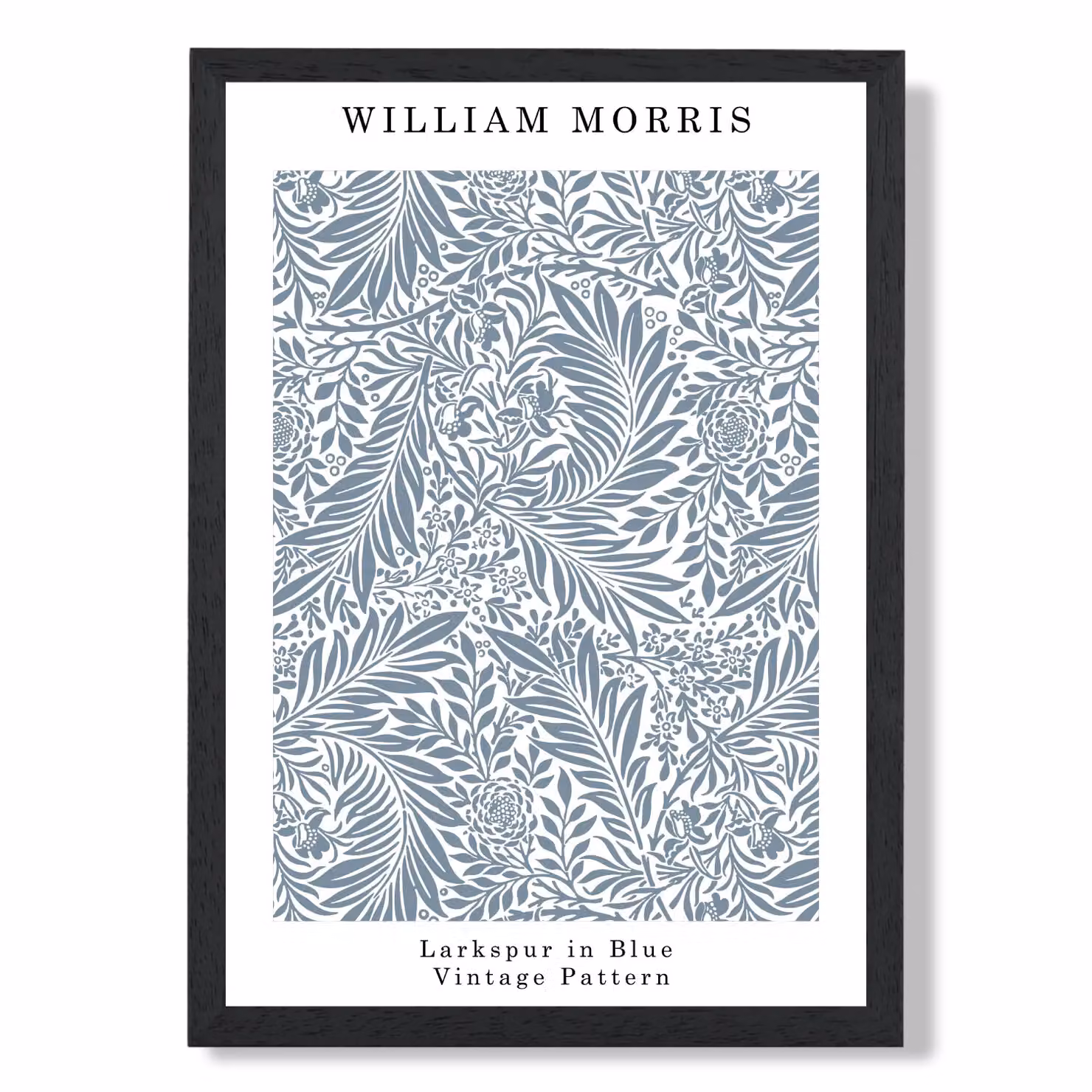 ARTZE William Morris Larkspur in Blue Floral Art Print with Black Frame, A3 – 2