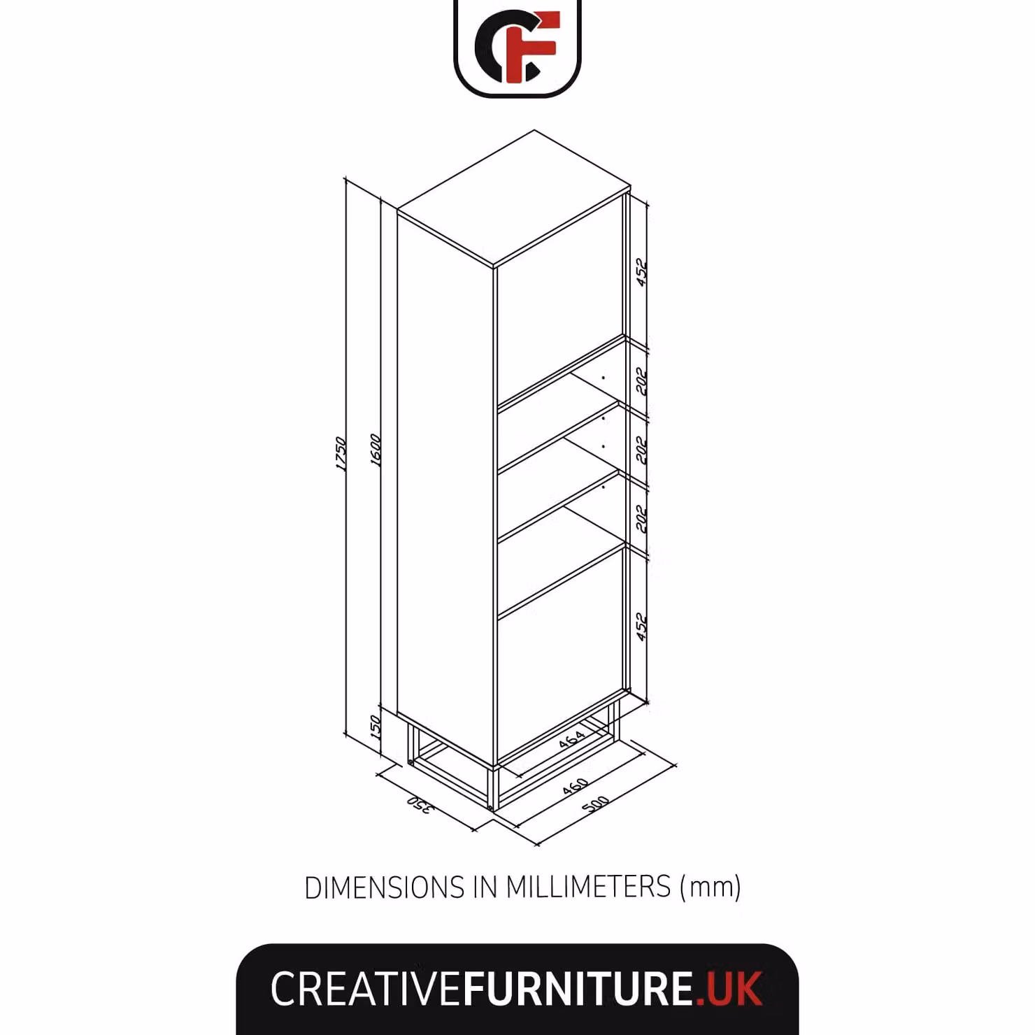 Creative Furniture Harmony Loft Display Cabinet in Oak and Black Matt, W/H: 175 x 35 cm – 3