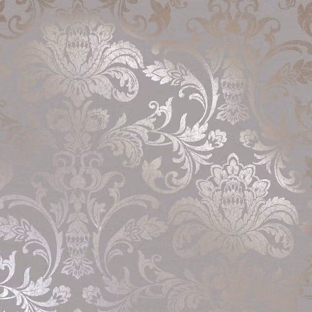 Holden Decor Abstract Floral Damask Wallpaper in Gold and Grey