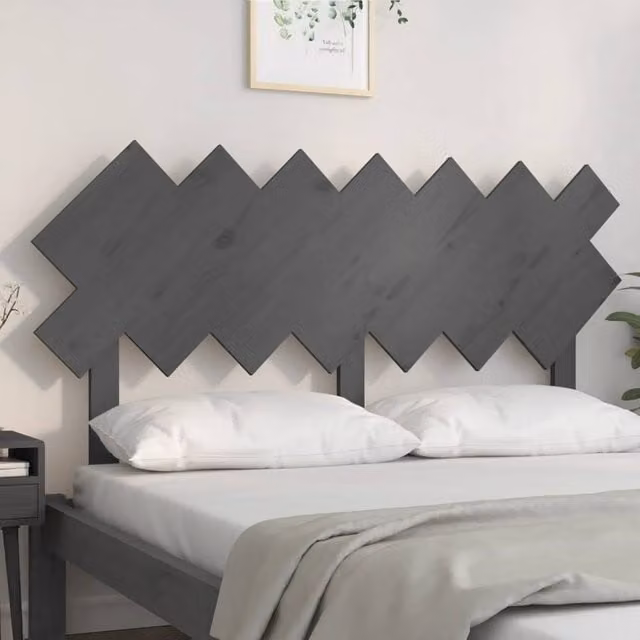 Berkfield Home Beautiful Bed Headboard in Grey Solid Pine Wood, W: 141 cm, D: 3 cm, H: 80.5 cm