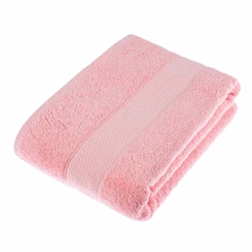Homescapes Pink Turkish Cotton Bath Sheet, 500 GSM, Fluffy and Quick-Drying