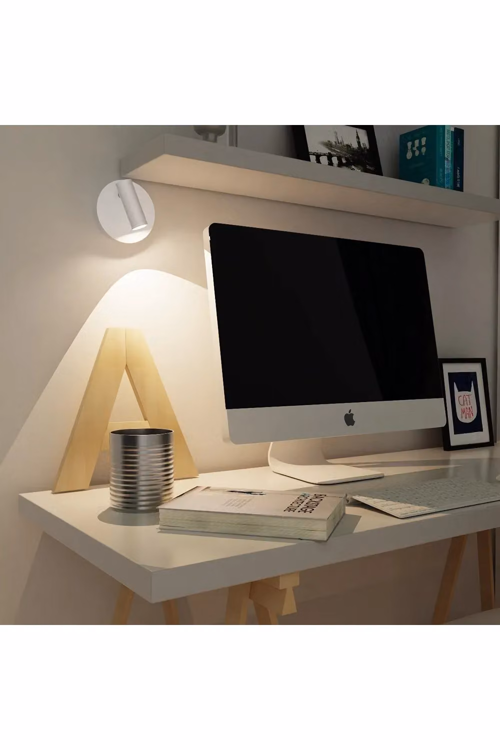 CGC Lighting White Adjustable LED Rechargeable Magnetic USB Wall Reading Lamp – 4