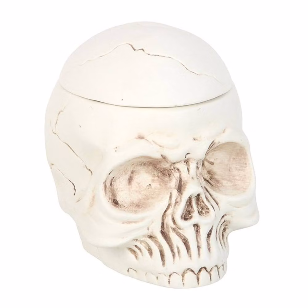 Uniqueful Weathered Skull Ceramic Oil Burner and Wax Warmer in White – 3