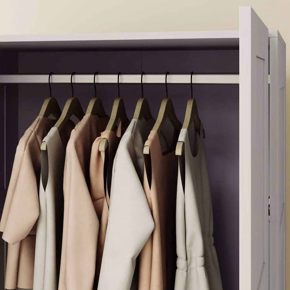 STILVORA Modern Grey Double Wardrobe with Soft Close Hinged Doors and Internal Shelves – 5
