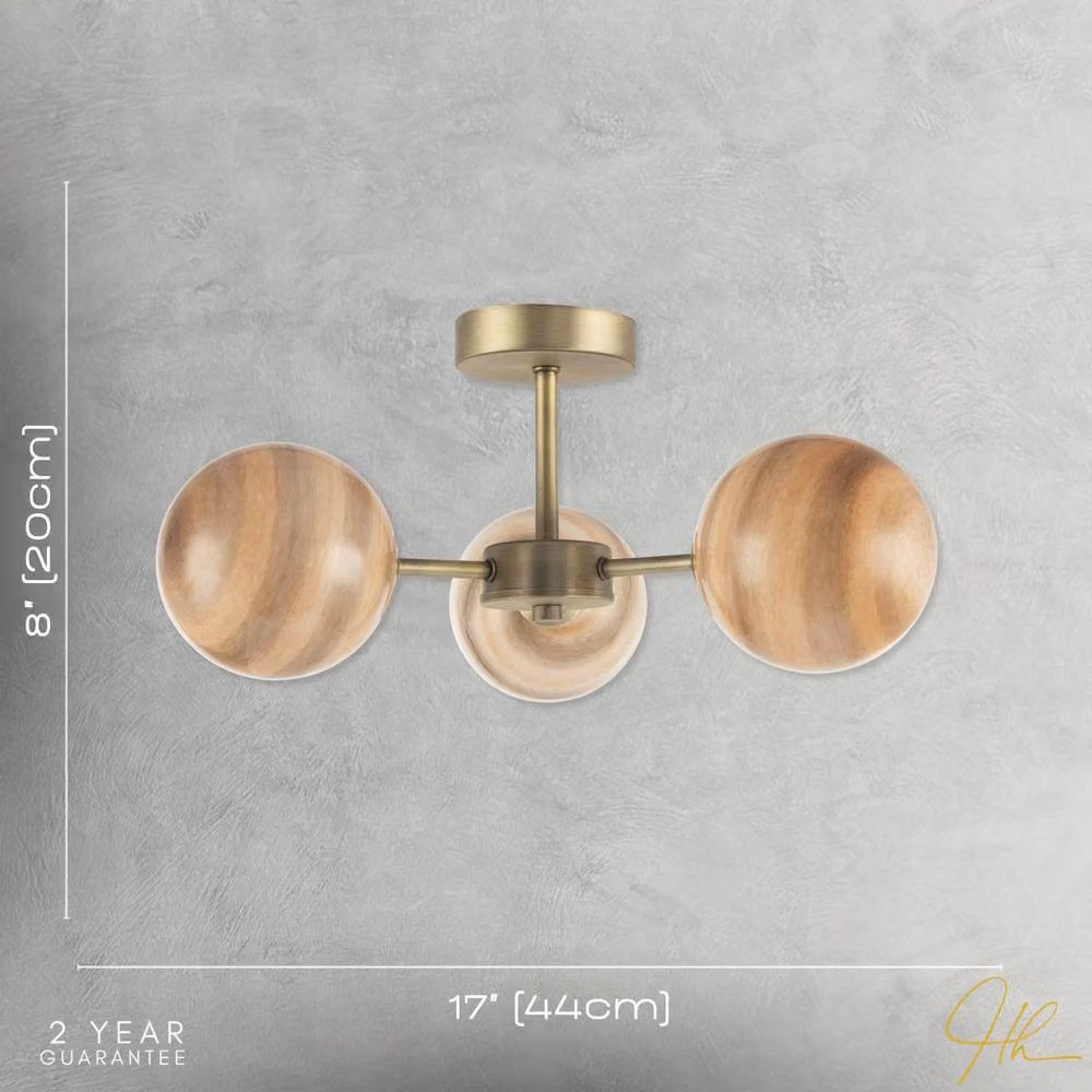 Happy Homewares Designer Ceiling Light Fitting with Gold Marble Glass Spherical Shades – 3