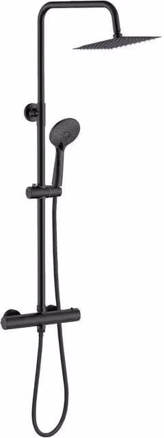 NESTLUNE S-09D Thermostatic Twin Head Bathroom Shower Mixer Set in Matt Black