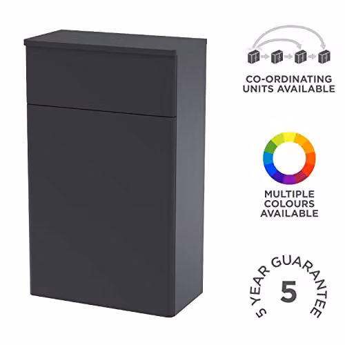 nuie CLA1441 Classique Traditional Bathroom Floor Standing WC Toilet Unit, Satin Anthracite, Width: 500 mm – 2