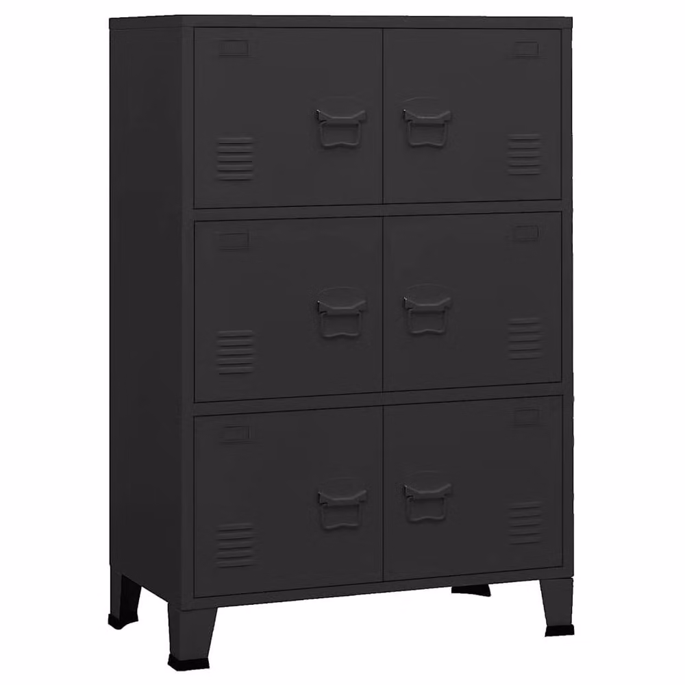 Berkfield Home Industrial Metal Storage Chest in Black, W/D/H: 75 x 40 x 115 cm – 2
