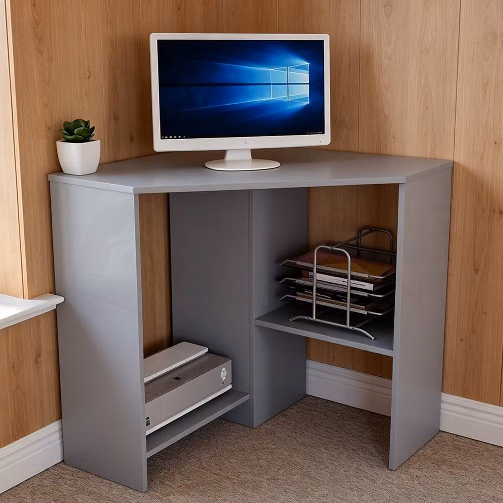 Ventryn Modern Corner Computer Desk in Grey for Home Office Workstations – 2