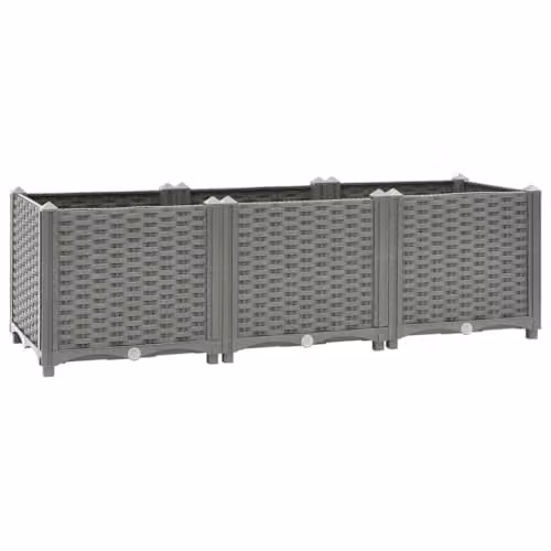 vidaXL Revera Rectangular Raised Bed in Grey Polypropylene W/D/H: 120 x 40 x 38 cm