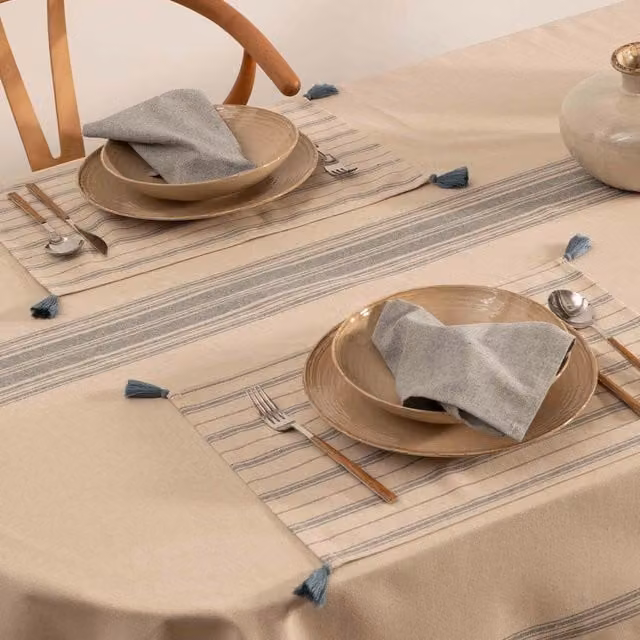 The Mia UK Blue Striped Linen Mustang Placemats, Set of 4