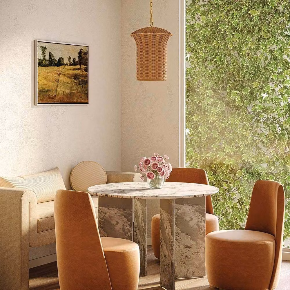 Netlighting Kai Small Pendant Light in Brushed Gold and Rattan – 2