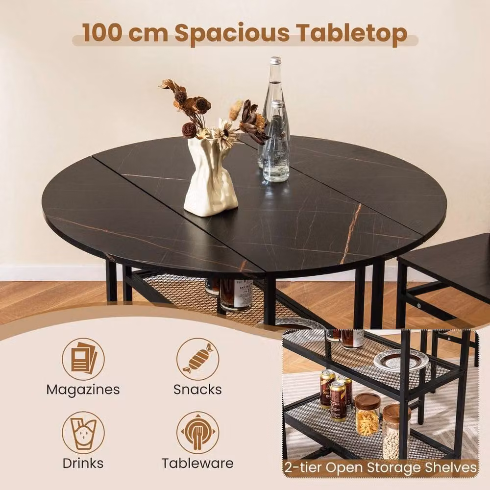 Kelvenix Modern Round Dining Table in Black Matt Metal, Diameter: 100 cm, Height: 80 cm – 4