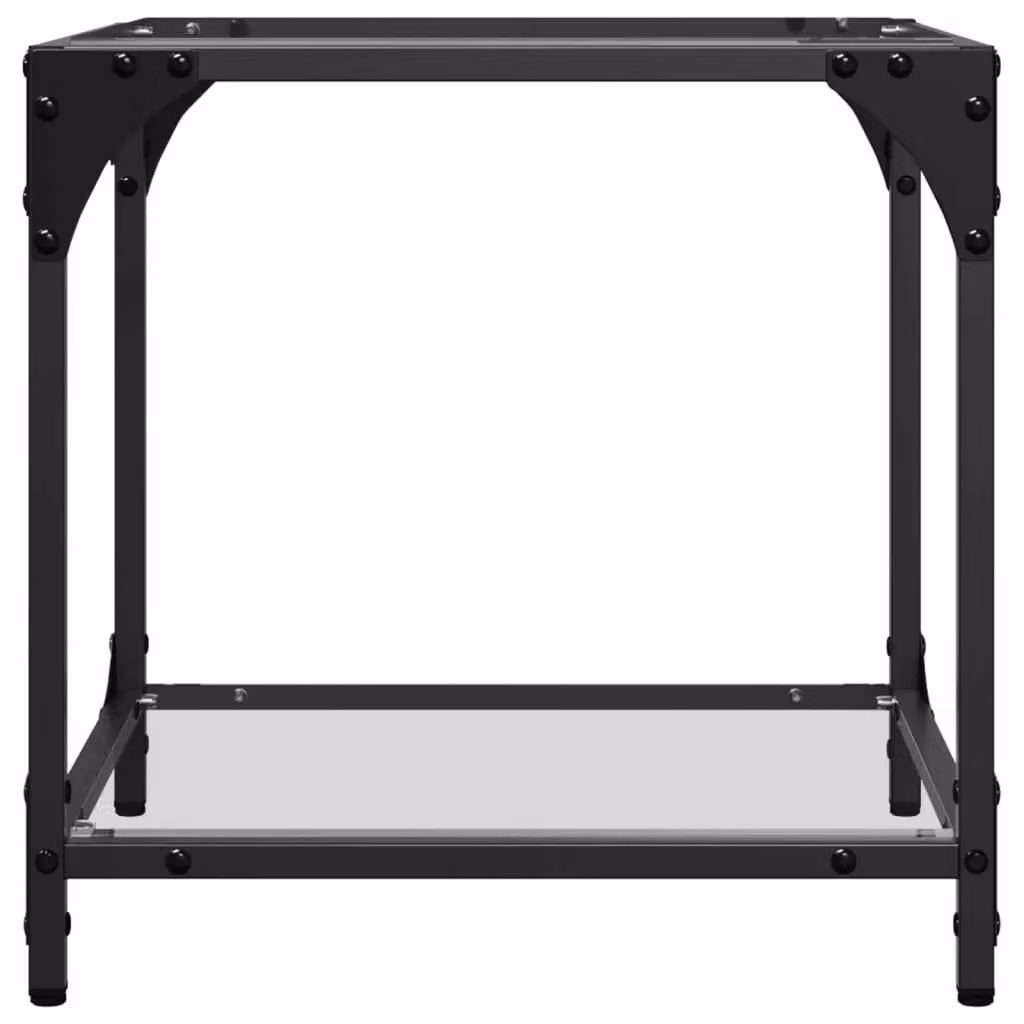 Berkfield Home Set of 2 Modern Square Coffee Tables with Transparent Glass Tops and Brown Steel Frames, W/D/H: 40 x 40 x 40 cm – 3