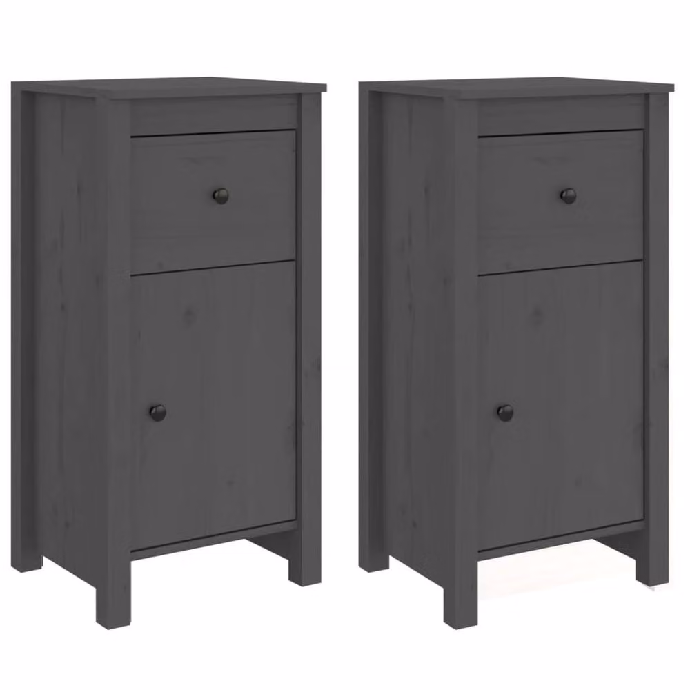 Berkfield Home Set of 2 Grey Solid Wood Pine Sideboards, W/D/H: 40 x 35 x 80 cm – 2