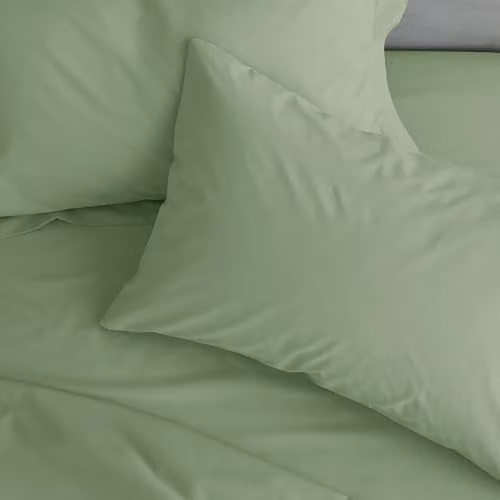 Catherine Lansfield Easy Iron Percale Standard Pillowcase Pair, Green, W/H: 50 x 75 cm