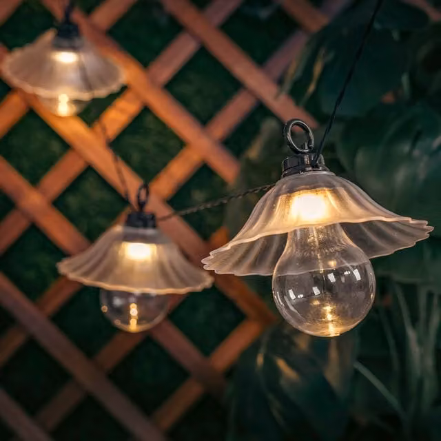 The Illuminated Garden 10 LED Warm White Glass Shell String Lights