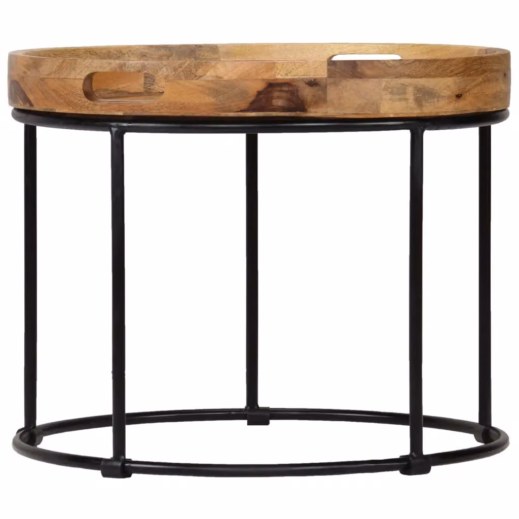 Berkfield Home Mango Wood and Steel Coffee Table, Brown, W: 50 cm, D: 40 cm – 2