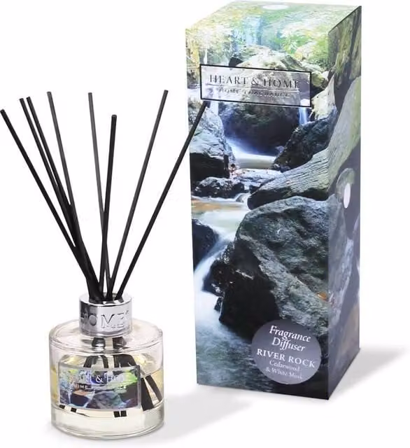 Heart and Home River Rock Fragrance Reed Diffuser, 70ml, Cool White