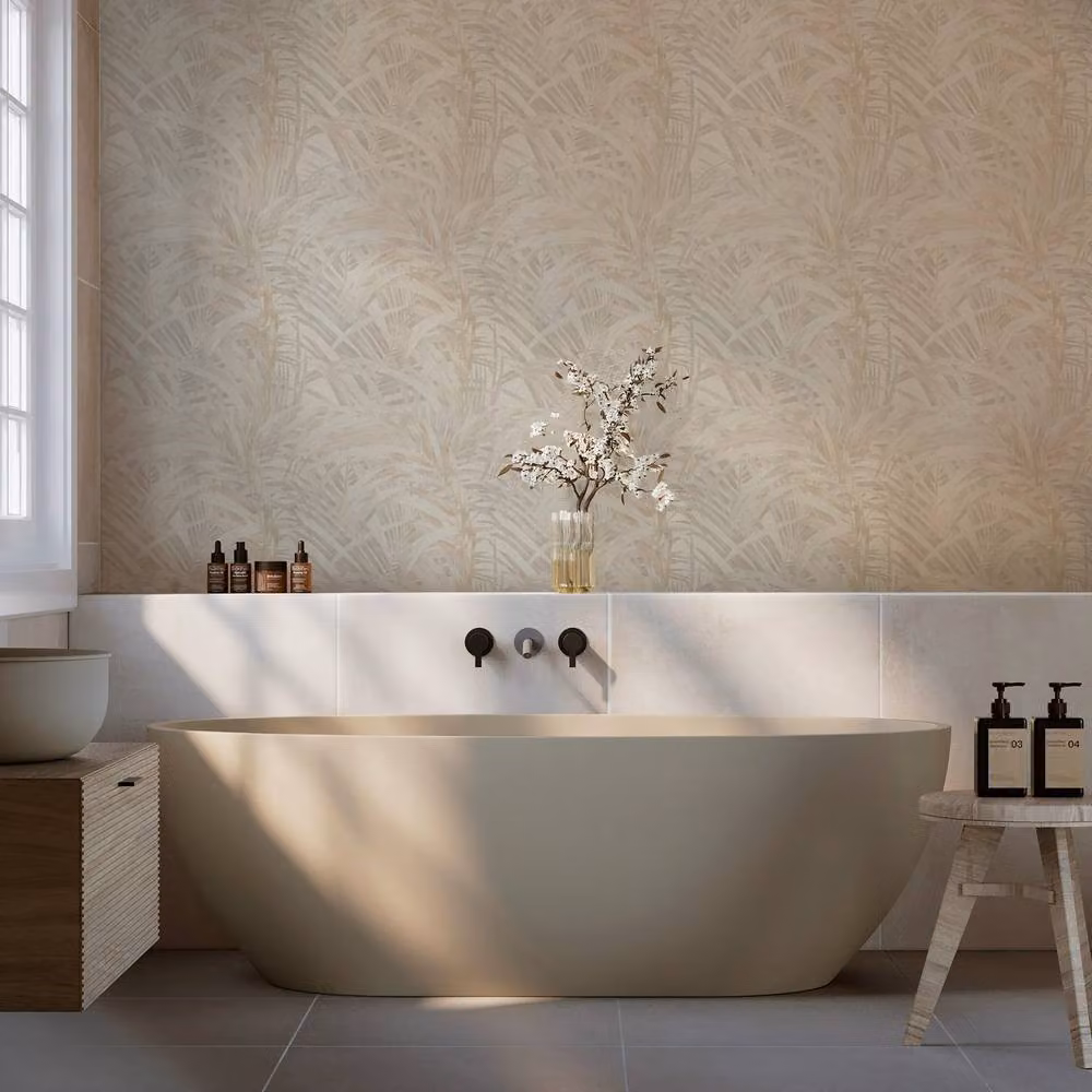 Boutique Congo Pearl White Botanical Vinyl Wallpaper, W: 52 cm, H: 1000 cm – 2