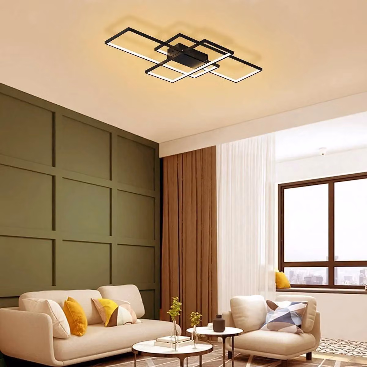Garwarm Modern Black LED Ceiling Light with Remote Control – 2