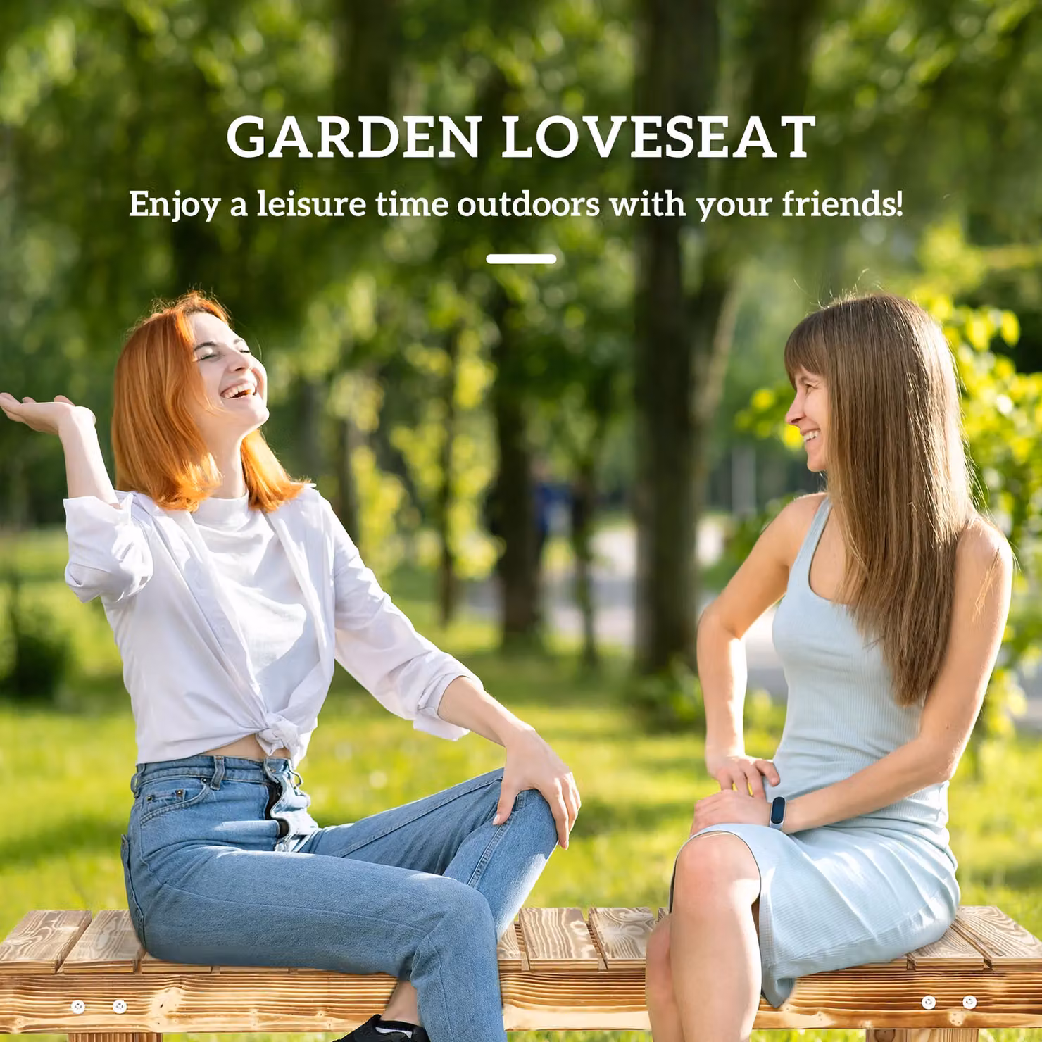 Outsunny 2 Seater Fir Wood Garden Bench Loveseat in Chocolate Brown – 4