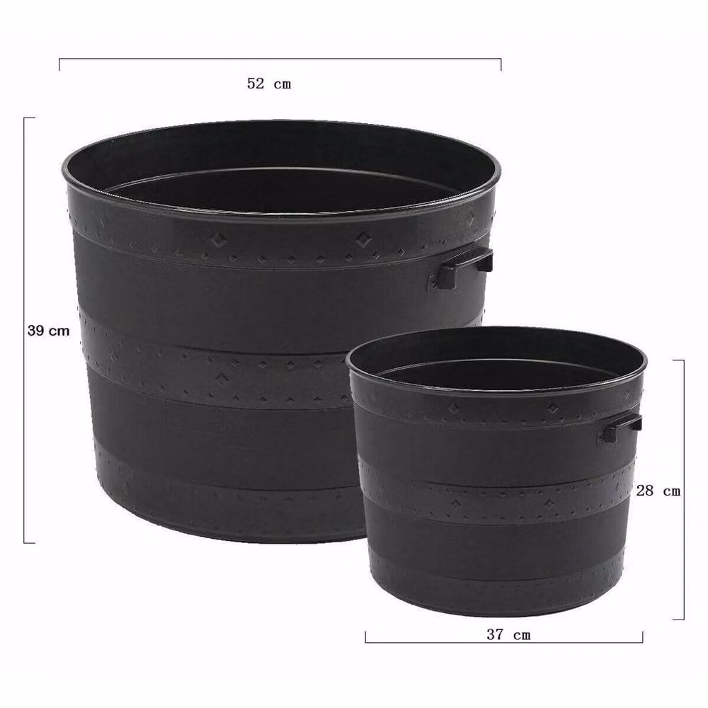 SPETLEK Black Plastic Round Barrel Planter Tub for Ornamental and Indoor Plants – 2
