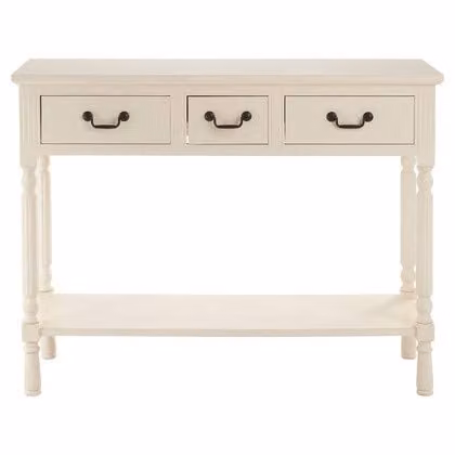 Premier Housewares Heritage 3 Drawer Console Table in White, W: 81 cm, D: 36 cm, H: 106 cm