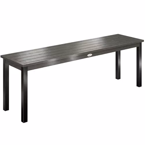 Outsunny Metal Garden Bench 2-Seater in Grey, W/D/H: 130 x 34 x 43 cm