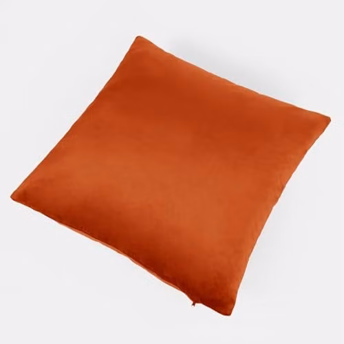 OHS Pack of 2 Matte Velvet Square Cushions with Removable Covers in Burnt Orange, W/D/H: 45 x 45 x 45 cm – 4