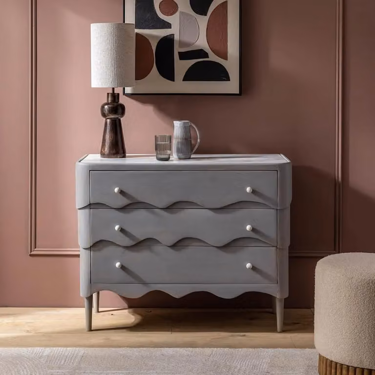 Atkin and Thyme Dali Marble Chest Of Drawers in Grey and White