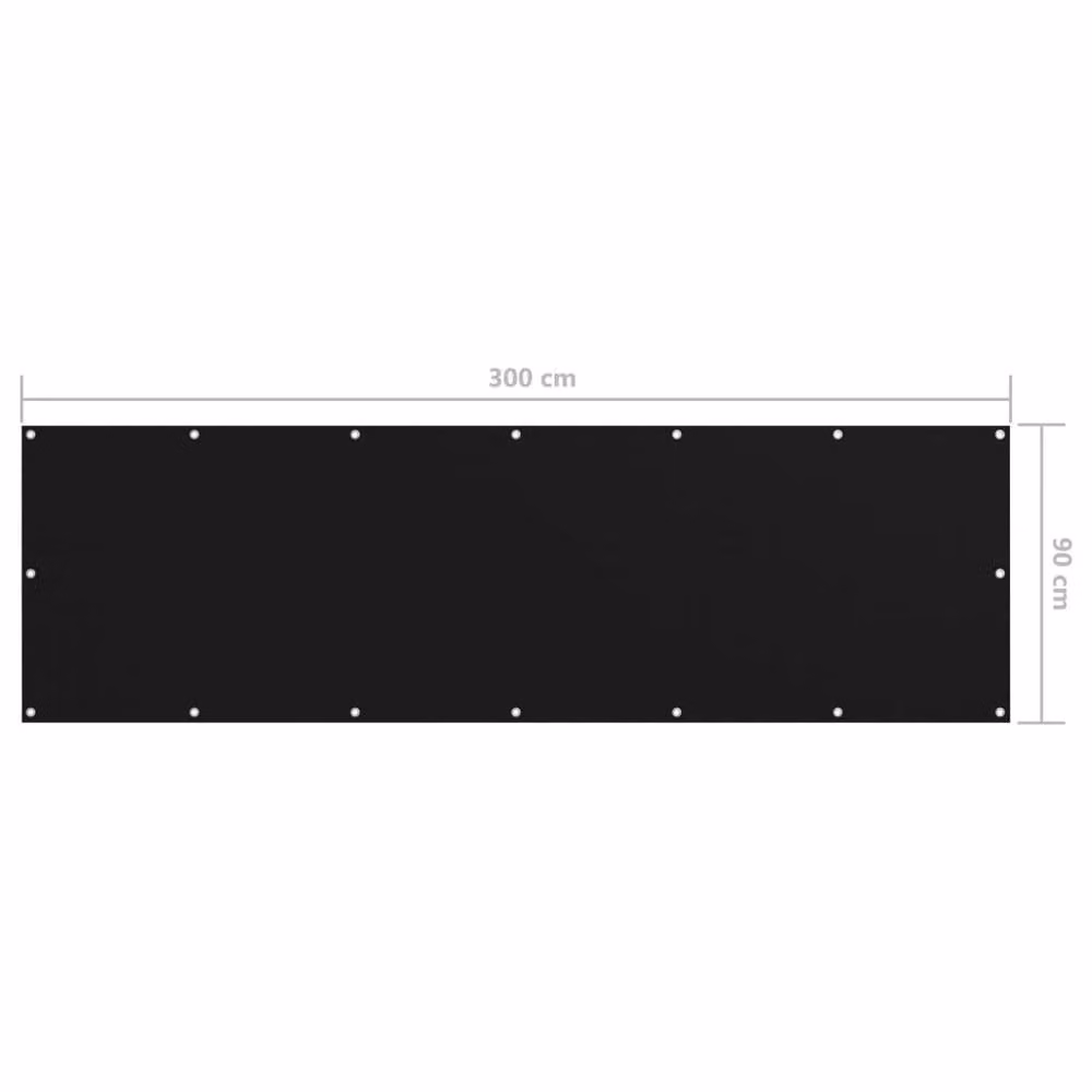 Berkfield Home Modern Balcony Screen in Black Oxford Fabric, W/H: 90 x 300 cm – 2