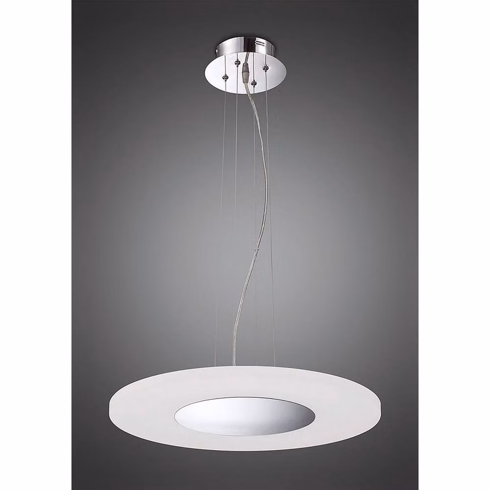 Netlighting Notte Round LED Pendant Light, 28W, 1800lm, 3000K Warm White, Chrome and Grey Frosted Acrylic – 2