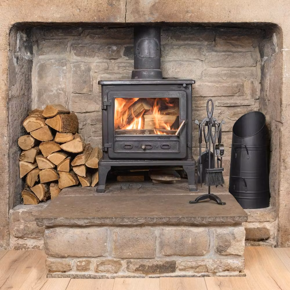 JVL Jennings 4 Piece Black Metal Freestanding Fireplace Companion Set – 6