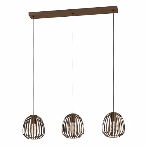 Eglo Espinal 3-Light Modern Bronze Metal and Wood Suspended Dining Pendant Lamp – 1