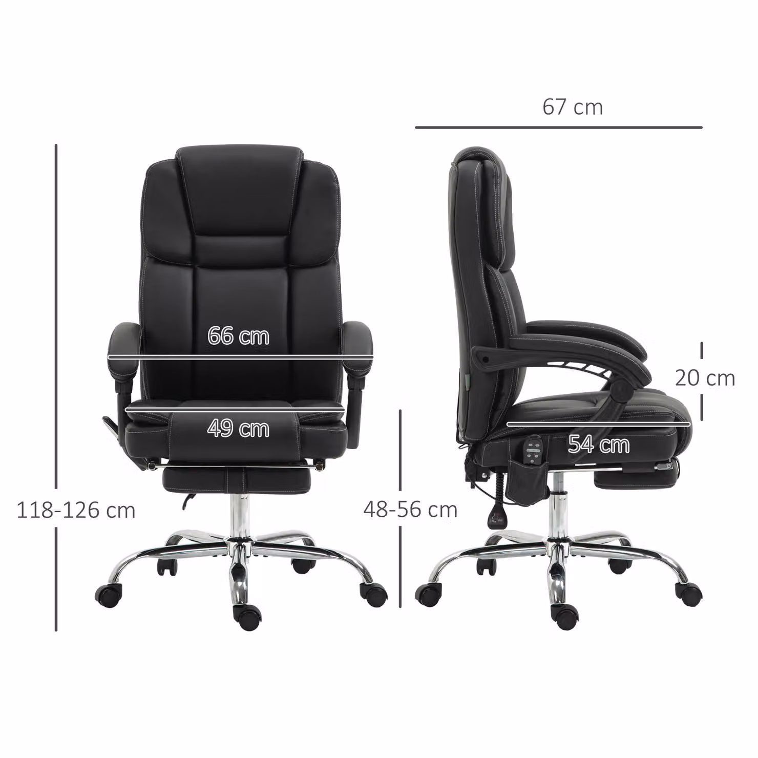 Vinsetto Black PU Leather Executive Massage Office Chair with Headrest and Armrests – 3