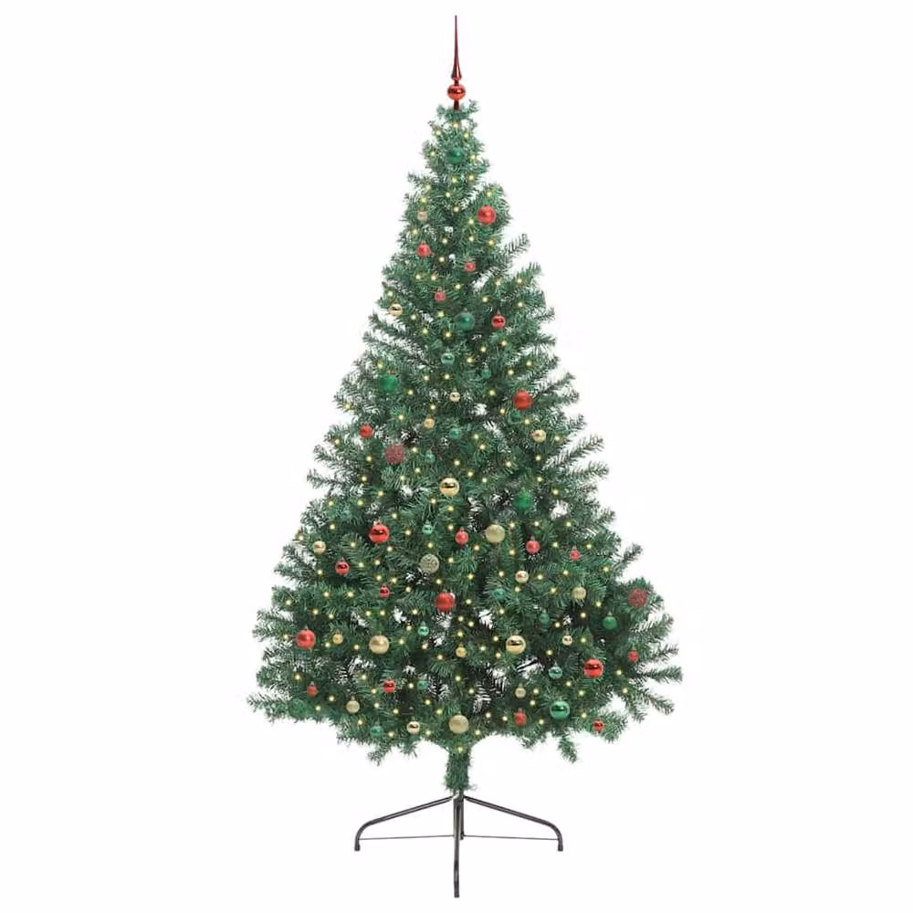 Berkfield Home Artificial Pre-lit Christmas Tree in Green, Height: 240 cm – 2