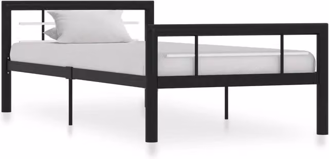 Berkfield Home Metal Bed Frame in Black and White, W/D/H: 90 x 200 cm – 1