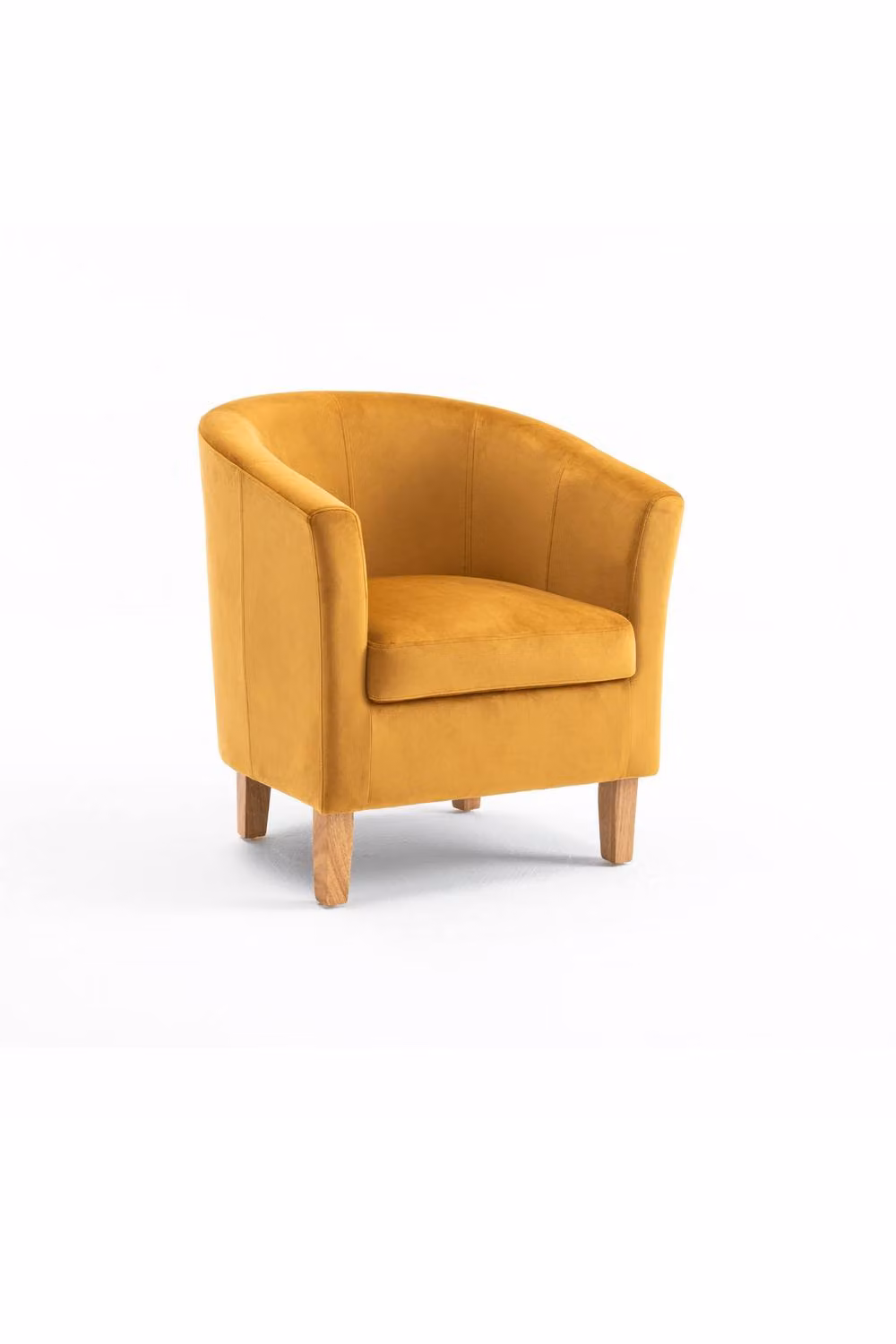 Home Source Modern Velvet Fabric Tub Chair in Yellow – 3