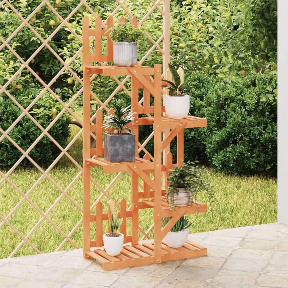 Berkfield Home Elegant Rustic Flower Stand in Brown Solid Wood, W/D/H: 60 x 25 x 130 cm – 2