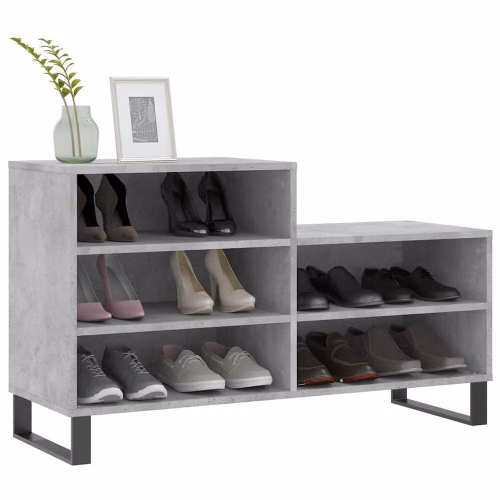 Berkfield Home Modern Grey Shoe Cabinet with Internal Shelves, W/D/H: 102 x 36 x 60 cm – 3