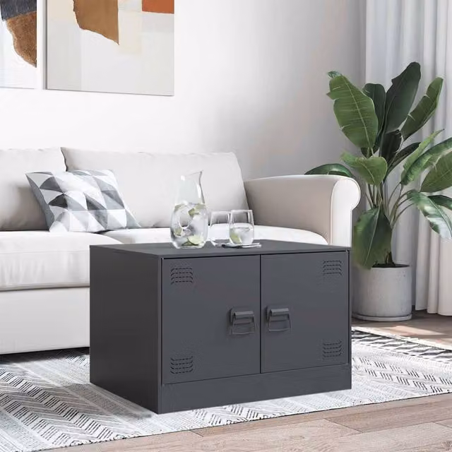 Berkfield Home Sturdy Metal Coffee Table in Anthracite, W/D/H: 67 x 50 x 44 cm