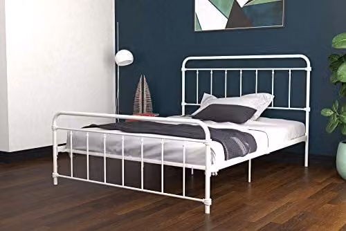 DHP Furniture Wallace Vintage Metal Bed in White, W/D/H: 180 x 200 x 117 cm – 1