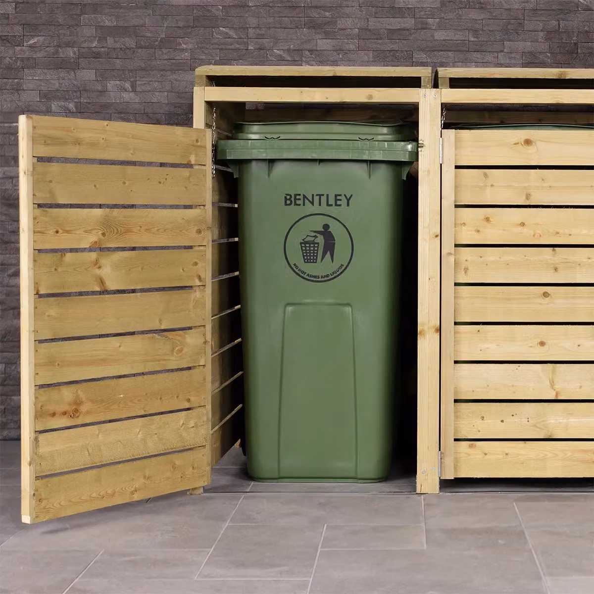 Charles Bentley 240 Litre Green Plastic Wheelie Bin with Flip Lid, H 99 x W 73 x D 58.5 cm – 2