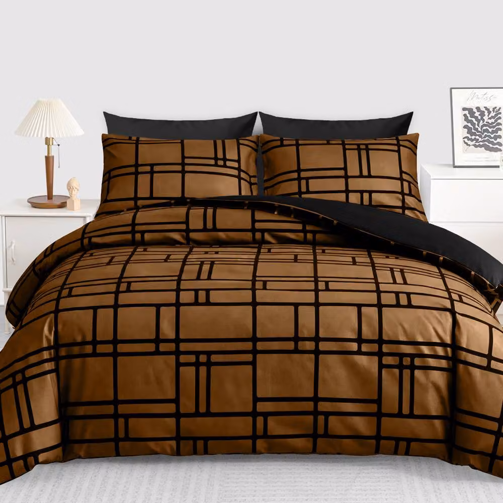 Grace Premium Microfibre Duvet Cover Set in Brown, Double, 140 x 200 cm – 2